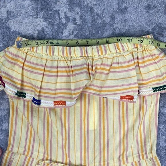 NWT Kopal Rinku Sleeveless Ruffle Romper Yellow Stripe Boho Summer Sz XS - Picture 8 of 12